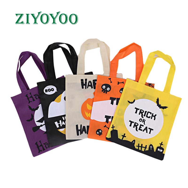 2022 Cheap Large Stock Trick Treat Colorful Non Woven Tote Good Give Away Halloween Party Candy Gift Bag
