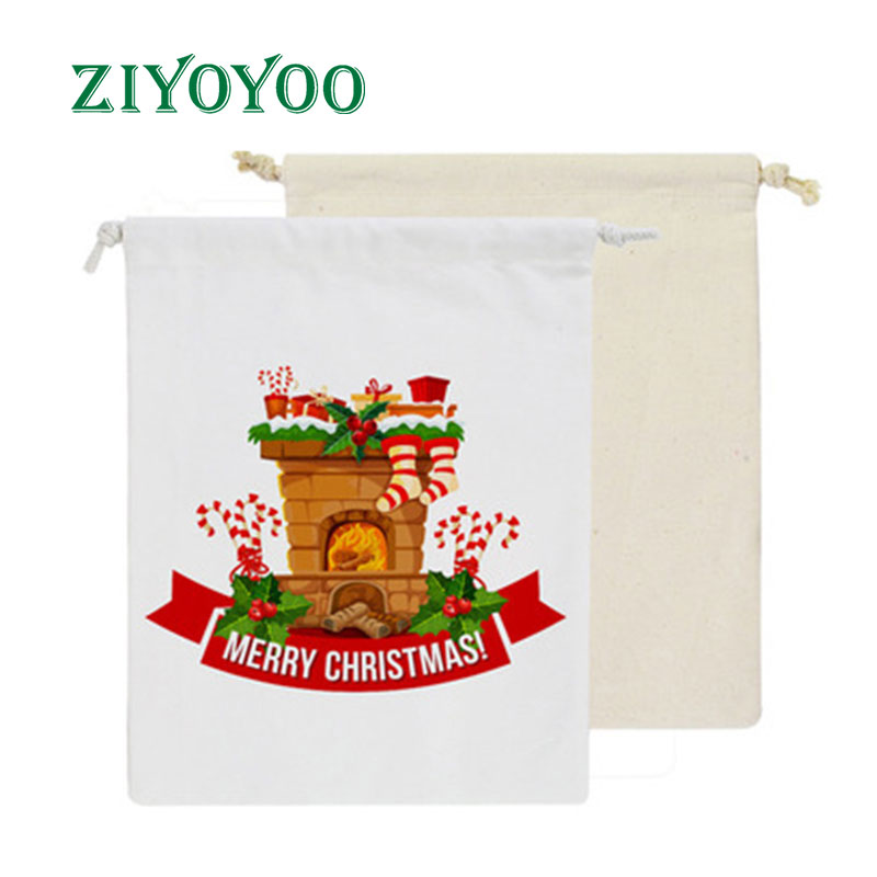 Wholesale Xmas Party Supplies, Custom Heat-transfer Printing Santa Christmas Gift ,Storage Drawstring Bag