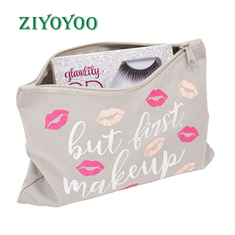 Custom Logo Digital Printing Canvas Cotton Colored Cosmetic Packing Bag For Promotion