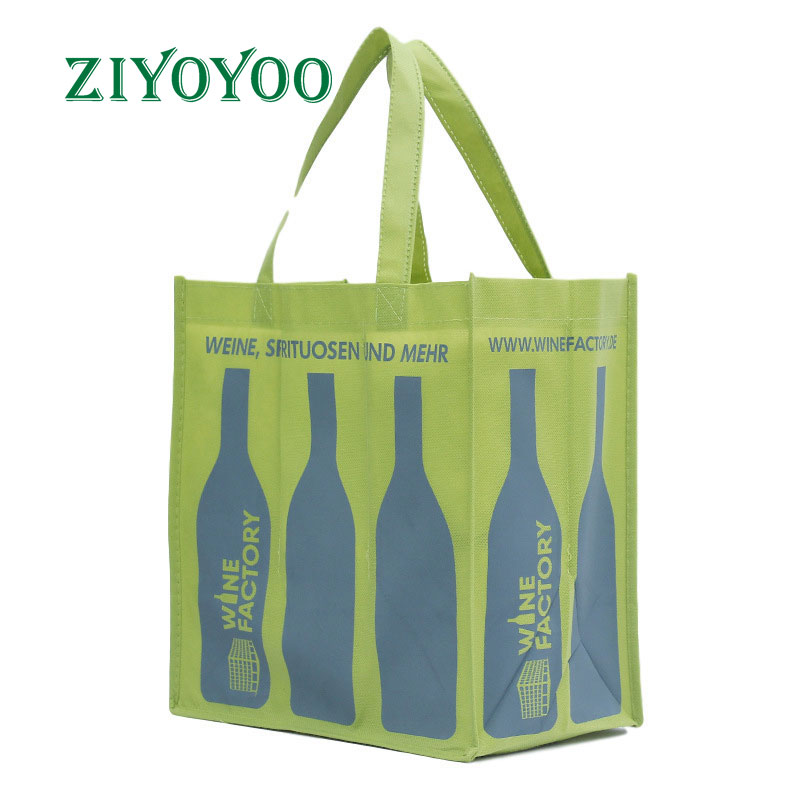 Custom Logo Reusable Durable 6 Bottles Red Wine Non Woven Shopping Tote Bag