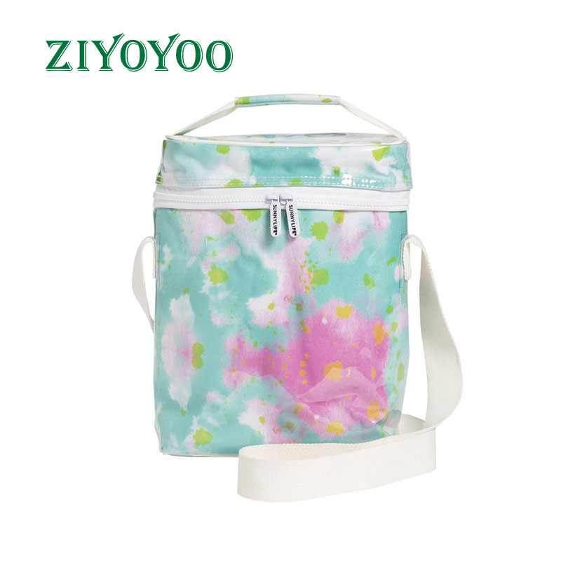 Outdoors Waterproof Gradient Color Laminated PP Woven Insulated Beach Picnic Cooler Bag