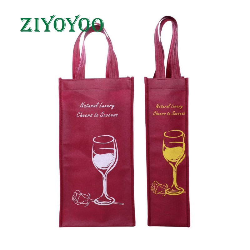 Promotional Reusable Non Woven Bottle Non Woven Fabric Wine Bottle Tote Bag With Handle