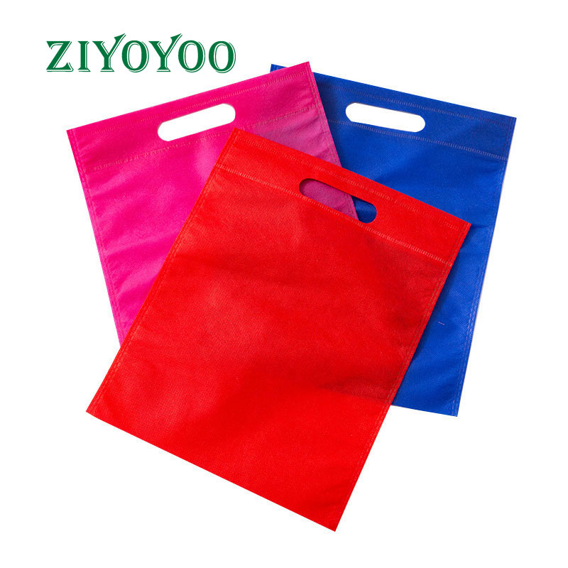 Ultrasonic Plain Grocery Punch Shopping Bag ,Custom Non Woven Flat Bag With D Cut