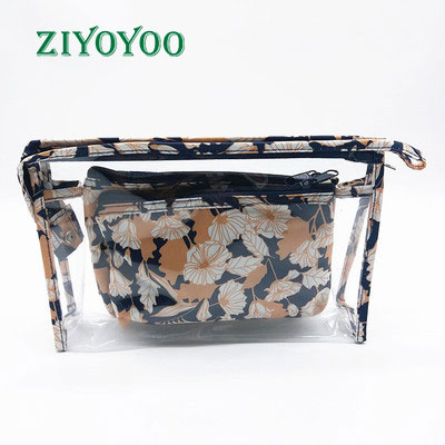 Wholesale Lightweight Clear Transparent Multi-function PVC, Nylon Fabric Make Up Bags Sets
