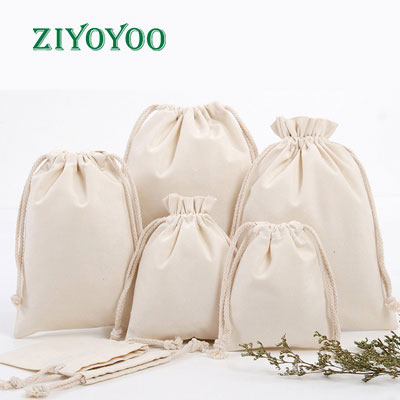 Cotton Muslin Bags with Custom Logo Cotton Drawstring Bags