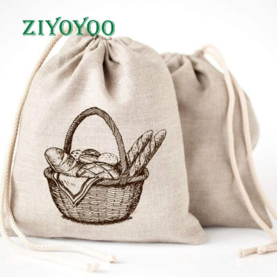 Natural Large Linen Round Bread Bags