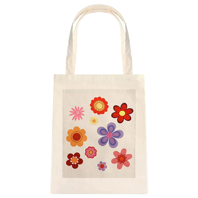 Eco Friendly Heavy Duty 100% Organic 12oz Cotton Canvas Shopping Tote Bag Wholesale For Women With Flowers Pocket