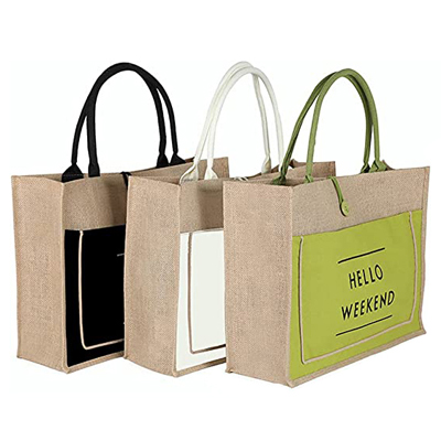 Customized Print Eco High Quality Designer Luxury Natural Jute Burlap Tote Bags for Women
